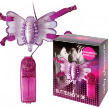 Вибробабочка на ремешках, EE-10202, бренд Bior Toys, цвет фиолетовый, длина 7 см.