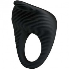Эрекционное кольцо со стимулятором клитора Pretty Love Thimble, Baile INSBI-210142, цвет черный, длина 6.5 см., со скидкой