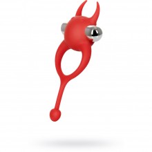 Виброкольцо с хвостиком и съемной вибропулей «Nick», цвет красный, JOS 782021, из материала силикон, длина 13.5 см.