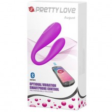 Вибратор для пар со смарт управлением Pretty Love «August», цвет фиолетовый, Baile BI-014582HP, из материала силикон, длина 9.5 см., со скидкой