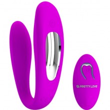 Вибромассажер для пар «Letitia» с дистанционным управлением, цвет фиолетовый, Pretty Love BI-014485W, бренд Baile, из материала силикон, длина 10 см., со скидкой