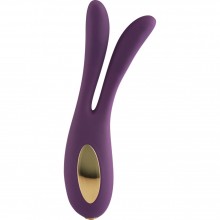 Двойной гибкий вибромассажер «Flare Bunny» с подсветкой ручки, цвет фиолетовый, Toy Joy TOY10299, длина 16 см., со скидкой