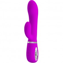 Женский вибратор Pretty Love «Ternence» изогнутой формы с клиторальным стимулятором, цвет фиолетовый, Baile bi-014620, из материала силикон, длина 19.6 см., со скидкой