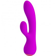 Женский вибратор для точки G с клиторальным стимулятором Pretty Love «Zachary», цвет фиолетовый, Baile bi-014639, из материала силикон, длина 17.8 см., со скидкой