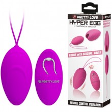 Виброяйцо с дистанционым пультом и силиконовым чехлом Pretty Love «Hyper Egg», цвет фиолетовый, Baile BI-014362W-11, длина 7.4 см., со скидкой