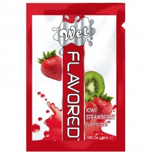 Вкусовой лубрикант «Flavored Kiwi Strawberry» со вкусом киви и клубники, объем 3 мл, Wet INS23491wet, из материала глицериновая основа, 3 мл.