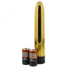 Женский классический вибратор с идеально гладкой поверхностью «Slim-Line Vibrator Gold», цвет золотой, Gopaldas 50395, длина 17 см., со скидкой